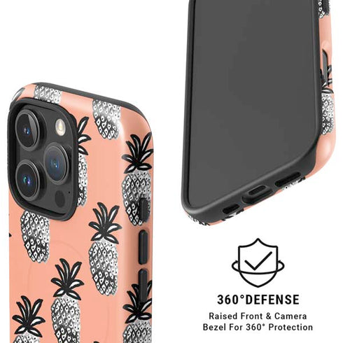 Bouffants and Broken Hearts Gray Scale Pineapple iPhone 16 Pro Magsafe Impact Case